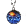 304 Stainless Steel Glass Space Pendant Necklaces NJEW-JN05192-04-2