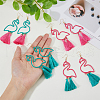 FIBLOOM 4 Pairs 4 Colors Alloy Flamingo Dangle Earrings EJEW-FI0003-20-3