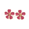 Flower Alloy Enamel Stud Earrings EJEW-P310-01G-02-2