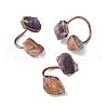 Natural Citrine & Amethyst Irregular Nugget Open Cuff Ring RJEW-I082-08R-02-1