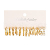 6Pairs Alloy with Plastic Imitation Pearl Stud Earrings & Hoop Earrings WG38505-04-3