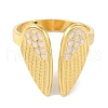 Ion Plating(IP) 304 Stainless Steel Enamel Wing Cuff Finger Rings RJEW-L107-084G-01-2