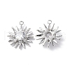 Brass Micro Pave Clear Cubic Zirconia Pendants KK-E068-VF267-1