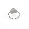 304 Stainless Steel Flat Round with Initial Letter Open Cuff Ring for Men Women RJEW-S405-246P-I-2