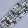 Natural Green Lodolite Quartz/Garden Quartz Beads Strands G-S333-6mm-036-1