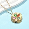 304 Stainless Steel Cat Eye Flower Pendant Necklaces & Stud Earrings Sets for Women SJEW-B020-04G-2