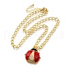 Brass Micro Pave Clear Cubic Zirconia Red Enamel Ladybug Pendant Necklaces NJEW-K287-01G-4