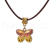 Alloy Enamel Butterfly Pendant Necklaces NJEW-JN04580-3