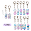 12Pcs Round Rainbow ABS Plastic Imitation Pearl Pendant Stitch Markers HJEW-NB00013-2