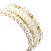 4Pcs 4 Style Shell Pearl & Glass Beaded Stretch Bracelets Set BJEW-TA00327-3