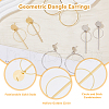 FIBLOOM 4 Pair 4 Style Round Ring Alloy Dangle Stud Earrings for Women EJEW-FI0002-62-4