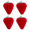 Strawberry Shape Velvet Rings Storage Gift Boxes AJEW-WH0475-10-1