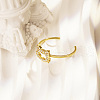 Stainless Steel with Rhinestone Adjustable Open Cuff Rings for Women VW7166-1