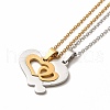 Matching Heart Couple Pendant Necklaces & Stud Earrings SJEW-E045-08GP-3