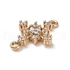 Brass Clear Cubic Zirconia Connector Charms KK-P301-03E-G-2