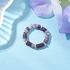 Hematite Beads & Natural Natural Lepidolite Finger Rings for Women RJEW-JR00873-07-1