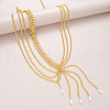 Alloy with Plastic Pearl Teardrop Tassel Waist Beads FS-WG58B7C-01-3