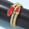 Snake Alloy Rhinestone Bangles for Women BJEW-G085-01G-01-3