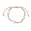 Adjustable ABS Plastic Imitation Pearl Beaded Braided Bead Bracelets for Women BJEW-JB11871-03-2