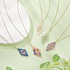 Natural Mixed Gemstone Beaded Rhombus Pendant Necklace NJEW-JN04319-2