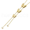 304 Stainless Steel Crystal Rhinestone Round Snake Chain Butterfly Lariat Necklaces for Women NJEW-G141-01G-1