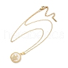 Flat Round with Bee Brass Micro Pave Cubic Zirconia Pendant Neckalces for Women NJEW-C076-12G-4