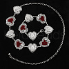 Rose Flower Dark Red Heart Virgin Mary Alloy & Epoxy Resin Link Chain Waist Belly Chains for Women FS-WG30022-01-3