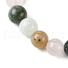 Natural Rose Quartz & Rainbow Moonstone & Sunstone & African Bloodstone Round Beaded Stretch Bracelets BJEW-JB10910-03-3