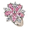 Plum Blossom Brass Pave Cubic Zirconia Finger Rings for Women FS-WG857C0-02-5