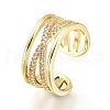 Brass Micro Pave Clear Cubic Zirconia Cuff Rings RJEW-I073-14G-1