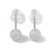 Anti-Tarnish Rhodium Plated 999 Fine Silver Texture Round Stud Earrings for Women EJEW-S215-08P-2