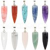 Olycraft 10Pcs 10 Style Natural & Synthetic Gemstone Pointed Pendants G-OC0003-07-1