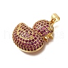 Rack Plating Brass Micro Pave Cubic Zirconia Pendants ZIRC-F142-01G-3