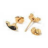Enamel Dolphin Stud Earrings with 316 Surgical Stainless Steel Pins EJEW-A081-02G-3
