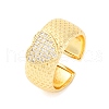 Brass Micro Pave Clear Cubic Zirconia Cuff Rings RJEW-U047-18G-4