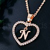 Heart Brass Micro Pave Clear Cubic Zirconia Pendant Necklaces WGA8162-19-1
