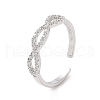 Clear Cubic Zirconia Hollow Out Oval Open Cuff Ring RJEW-E072-04P-1
