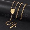 Rosary Bead Necklace with Crucifix Cross NJEW-L450-10G-2