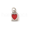 925 Sterling Silver FireBrick Enamel Heart Lock Charms STER-D305-03P-1