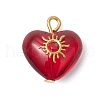 3Pcs 3 Styles Brass Glass Heart Pendants PALLOY-JF03688-01-3