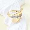 Brass Micro Pave Clear Cubic Zirconia Cuff Rings for Women RJEW-G347-04G-3