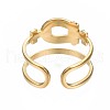 304 Stainless Steel Oval Open Cuff Ring RJEW-T023-25G-2