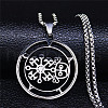 304 Stainless Steel Sigil of Volac/valak Pendant Necklaces NJEW-H065-15P-1
