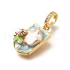 Brass Micro Pave Cubic Zirconia & Enamel Pendants KK-R222-16G-02-2