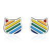 Rainbow Color Pride Flag Enamel Cat Stud Earrings RABO-PW0001-022P-1