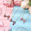 3Pcs 3 Colors Glass Seed Beaded Bowknot Pendant Necklace NJEW-MZ00091-1