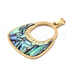 Bag Shape 304 Stainless Steel & Rhinestone & Paua Shell Pendants STAS-M121-05G-2