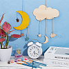 Olycraft 2 Sets 2 Styles Moon & Star Unfinished Wooden WOOD-OC0003-95-5