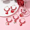 Valentine's Day Alloy Enamel Pendants Wine Glass Charms Sets AJEW-JO00223-2