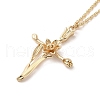 304 Stainless Steel Cross with Flower Pendant Necklaces for Women NJEW-A020-03C-G-1